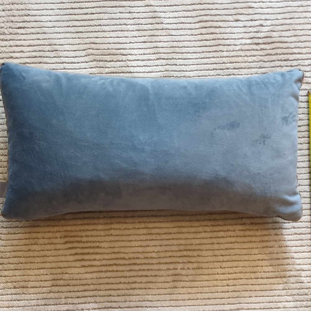 Soft Blue Velvet Rectangular Pillow - Picture 3 of 3